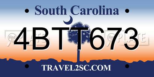 4BTT673 South Carolina License Plate