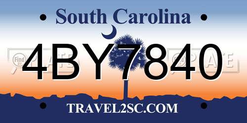 4BY7840 South Carolina License Plate