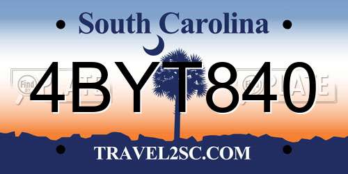 4BYT840 South Carolina License Plate