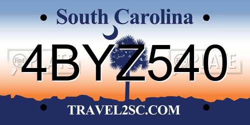 4BYZ540 South Carolina License Plate