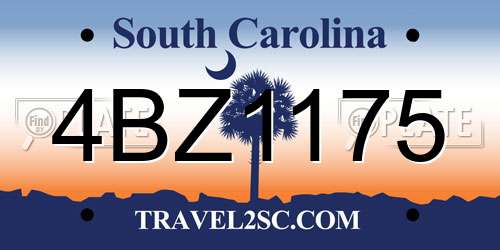 4BZ1175 South Carolina License Plate