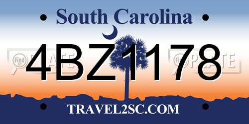 4BZ1178 South Carolina License Plate