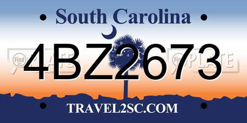 4BZ2673 South Carolina License Plate