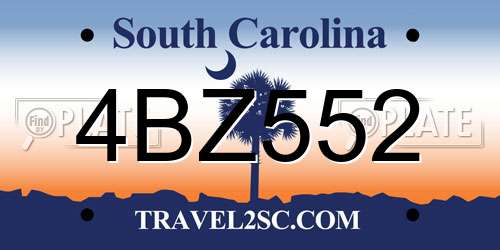 4BZ552 South Carolina License Plate
