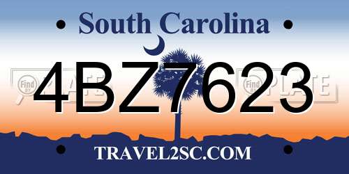4BZ7623 South Carolina License Plate