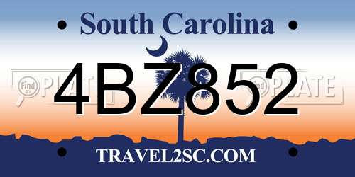 4BZ852 South Carolina License Plate