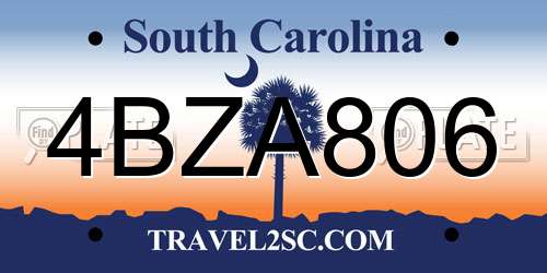 4BZA806 South Carolina License Plate