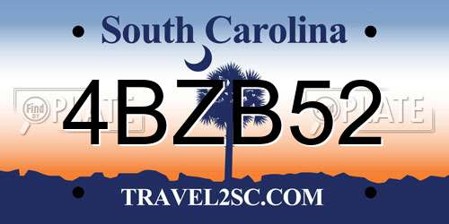 4BZB52 South Carolina License Plate