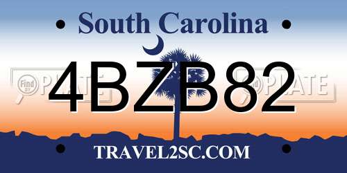 4BZB82 South Carolina License Plate