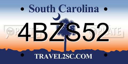 4BZS52 South Carolina License Plate