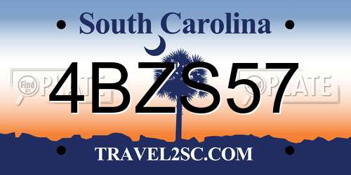 4BZS57 South Carolina License Plate