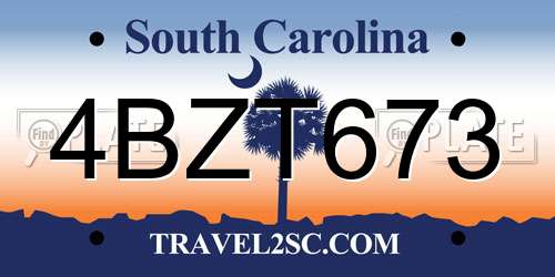 4BZT673 South Carolina License Plate