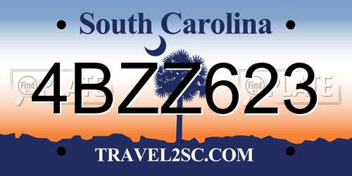 4BZZ623 South Carolina License Plate