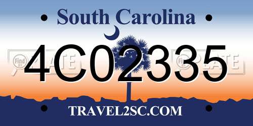 4C02335 South Carolina License Plate