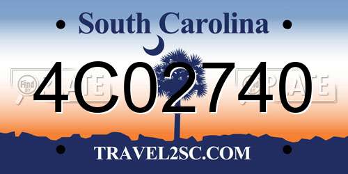 4C02740 South Carolina License Plate