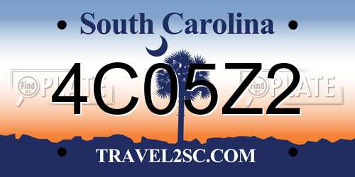4C05Z2 South Carolina License Plate