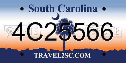 4C25566 South Carolina License Plate
