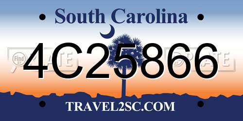 4C25866 South Carolina License Plate