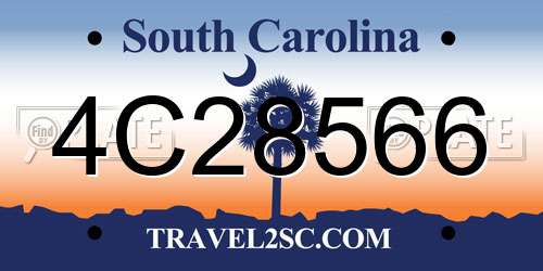 4C28566 South Carolina License Plate
