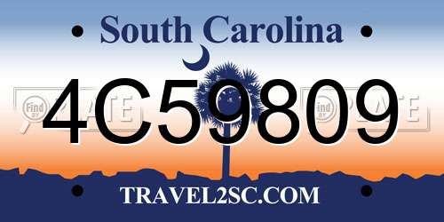 4C59809 South Carolina License Plate