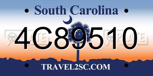 4C89510 South Carolina License Plate