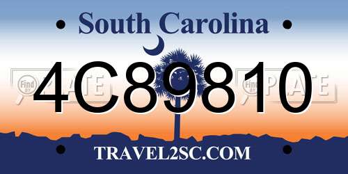 4C89810 South Carolina License Plate