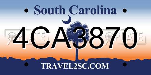 4CA3870 South Carolina License Plate