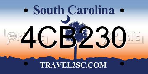 4CB230 South Carolina License Plate