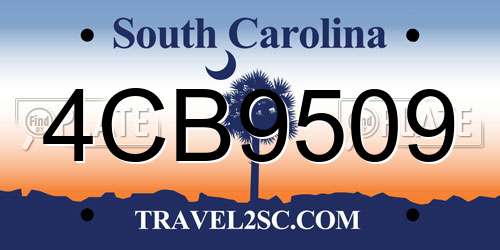 4CB9509 South Carolina License Plate