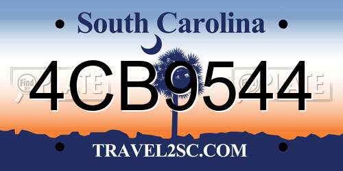4CB9544 South Carolina License Plate