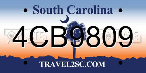4CB9809 South Carolina License Plate