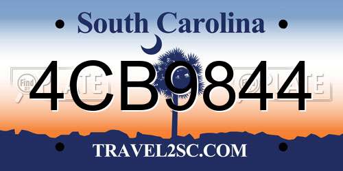 4CB9844 South Carolina License Plate