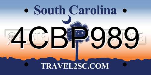 4CBP989 South Carolina License Plate