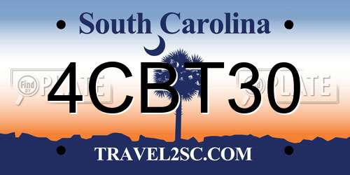4CBT30 South Carolina License Plate
