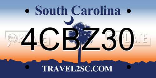 4CBZ30 South Carolina License Plate