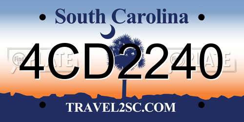 4CD2240 South Carolina License Plate