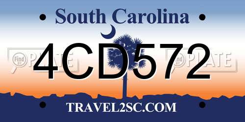 4CD572 South Carolina License Plate