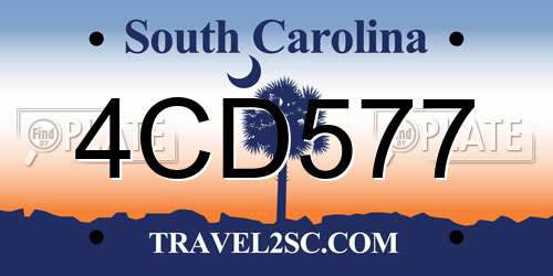 4CD577 South Carolina License Plate