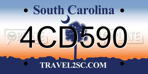 4CD590 South Carolina License Plate