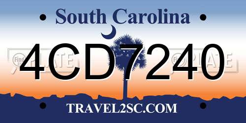 4CD7240 South Carolina License Plate