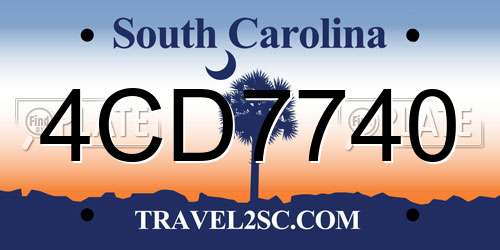 4CD7740 South Carolina License Plate