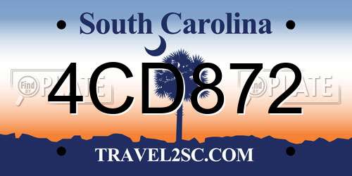 4CD872 South Carolina License Plate