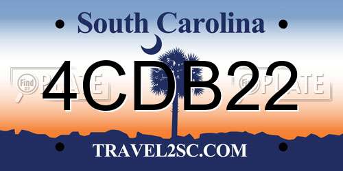 4CDB22 South Carolina License Plate