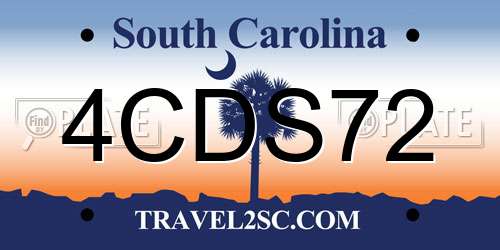 4CDS72 South Carolina License Plate