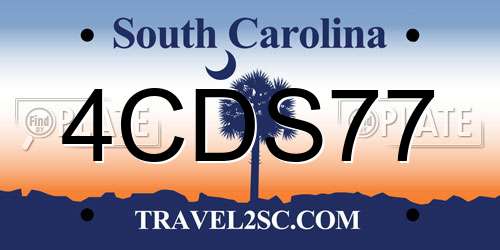 4CDS77 South Carolina License Plate