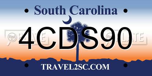 4CDS90 South Carolina License Plate