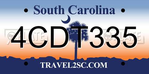 4CDT335 South Carolina License Plate