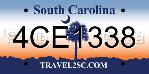 4CE1338 South Carolina License Plate