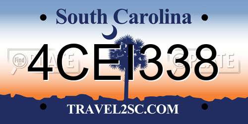4CEI338 South Carolina License Plate