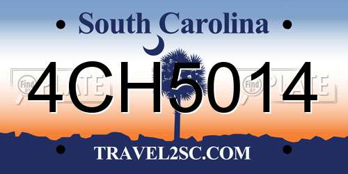 4CH5014 South Carolina License Plate